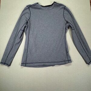 Lululemon Mens Long Sleeve Athletic Top Medium Blue Gray Stretch Training Tee